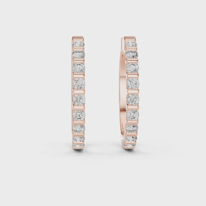 Celeste Round Diamond Hoop Earrings in Rose Gold