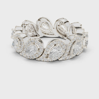 Iris Halo Pear & Round Diamond Eternity Band in Silver