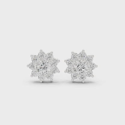 Vintage-Inspired Round Diamond Stud Earrings in Silver