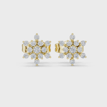 Borealis Cluster Round Diamond Stud Earrings in Yellow Gold