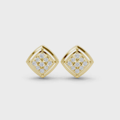 The Floating Round Round Diamond Stud Earrings in Yellow Gold
