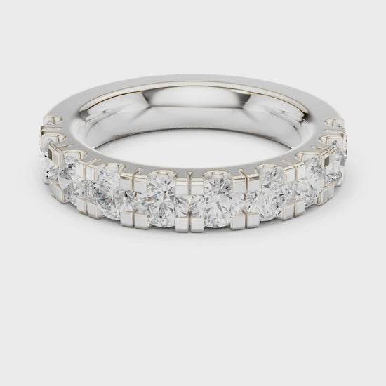 Crest Bar Round Diamond Eternity Band in Silver