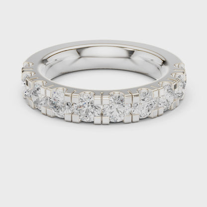 Crest Bar Round Diamond Eternity Band in Silver