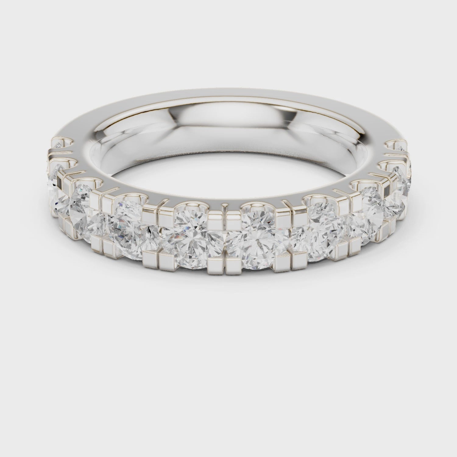 Crest Bar Round Diamond Eternity Band in Silver