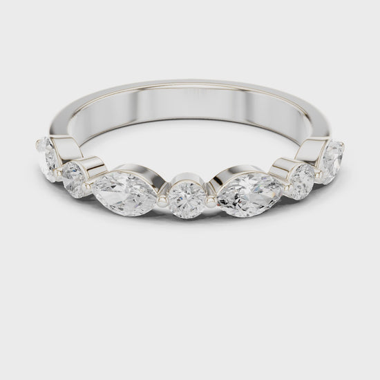 Eden Alternating Marquise & Round Diamond Anniversary Band in Silver