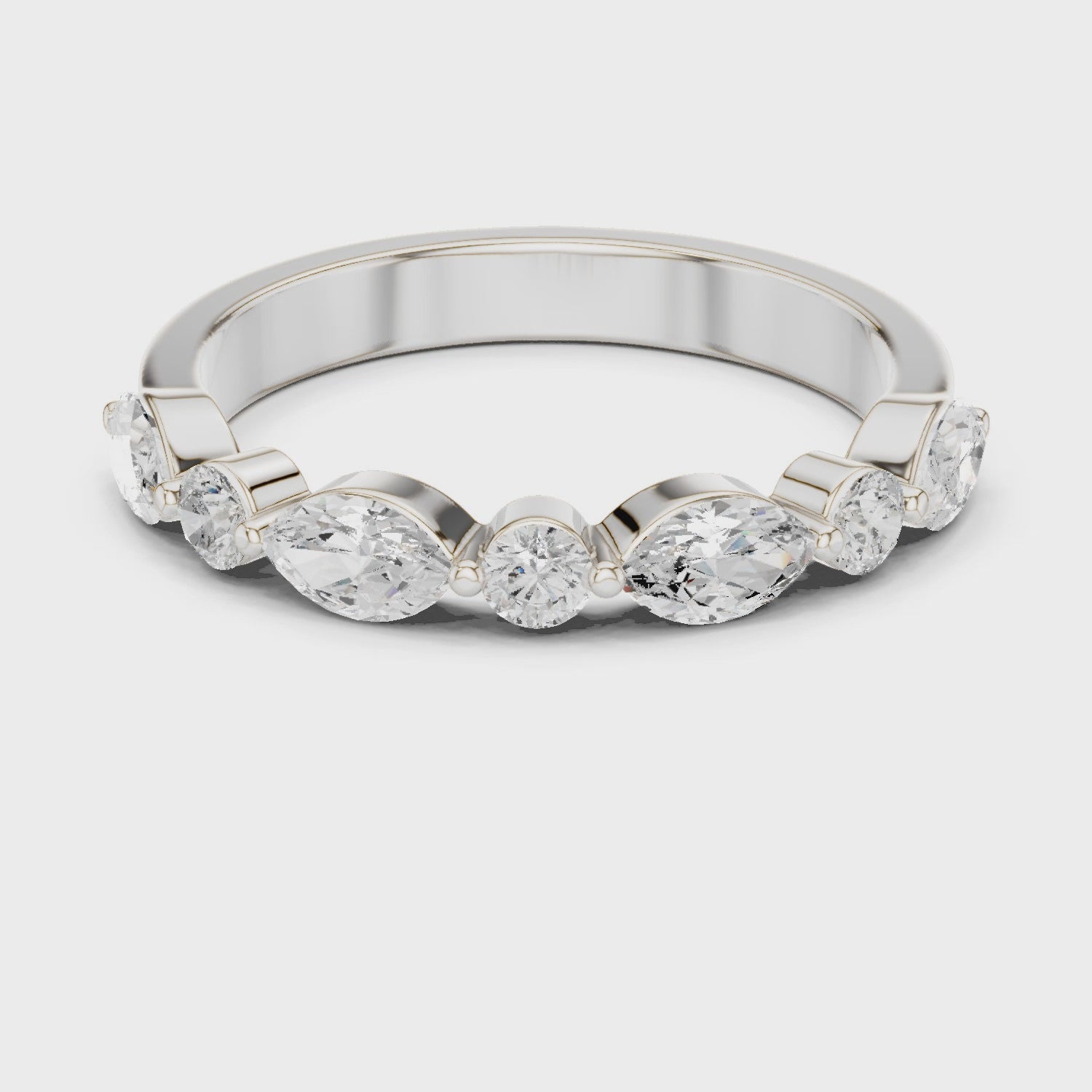 Eden Alternating Marquise & Round Diamond Anniversary Band in Silver