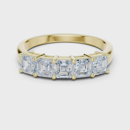 Luna Five-Stone Asscher Diamond Ring in Yellow Gold