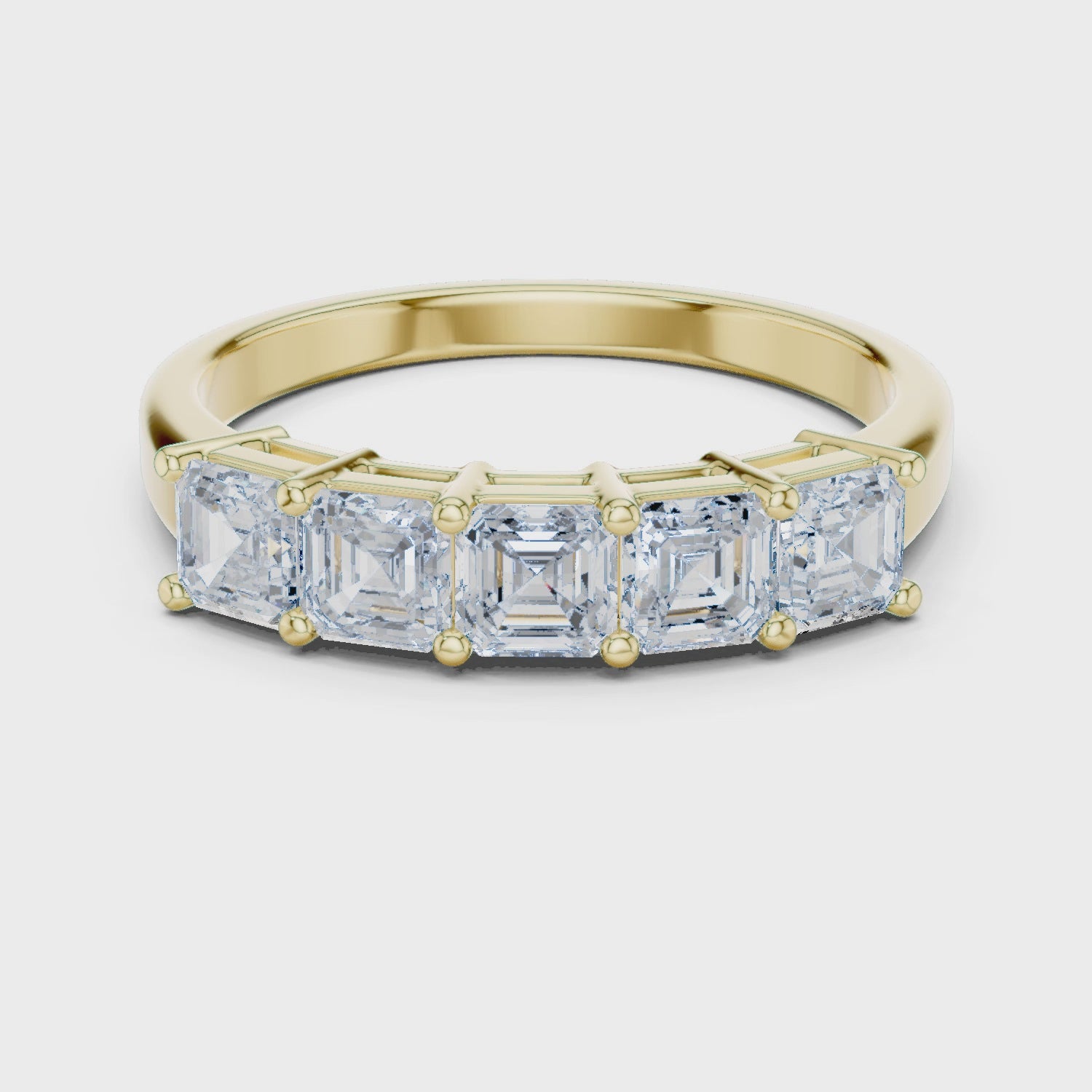 Luna Five-Stone Asscher Diamond Ring in Yellow Gold