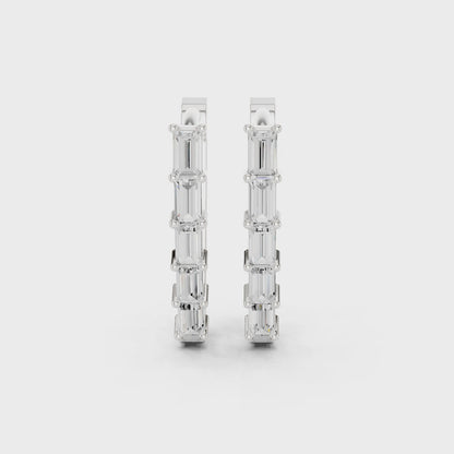 Essential Prism Emerald Diamond Hoop Earrings in Silver