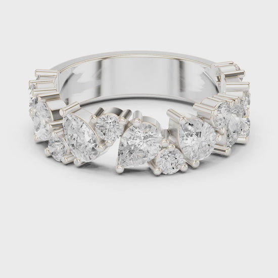 Bloom Cluster Pear & Round Diamond Anniversary Band in Silver