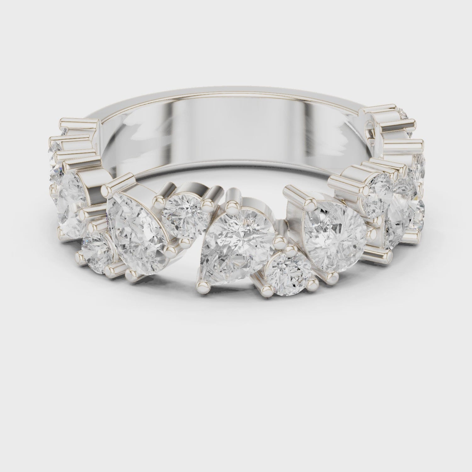 Bloom Cluster Pear & Round Diamond Anniversary Band in Silver