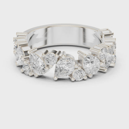 Bloom Cluster Pear & Round Diamond Anniversary Band in Silver