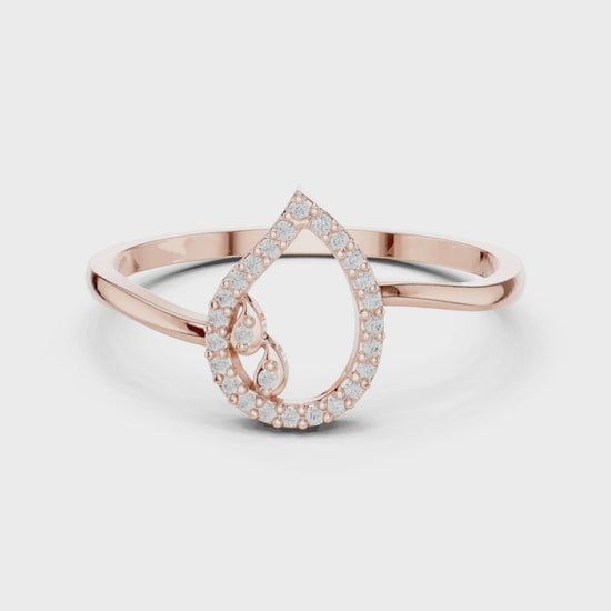 Wave Bypass Round Diamond Fashion Ring in Rose Gold