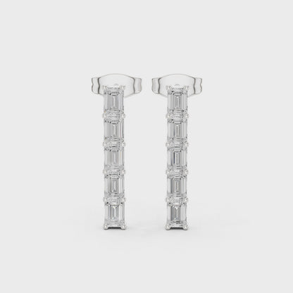 Iris Five-Stone Emerald Diamond Earrings in Platinum