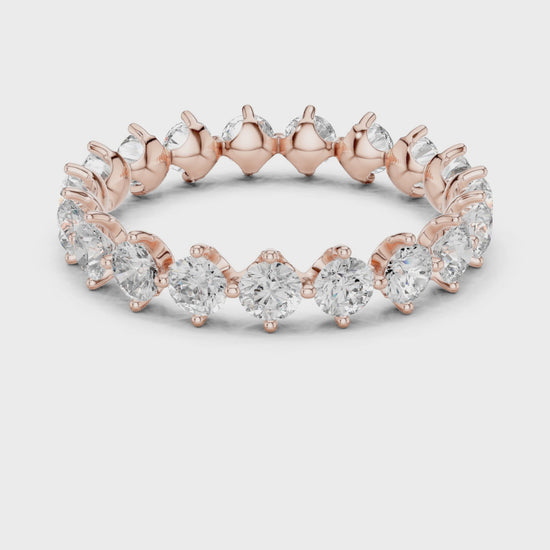 Classic Shared-Prong Round Diamond Eternity Ring in Rose Gold