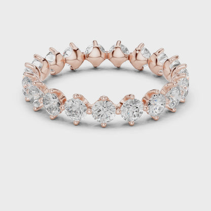 Classic Shared-Prong Round Diamond Eternity Ring in Rose Gold