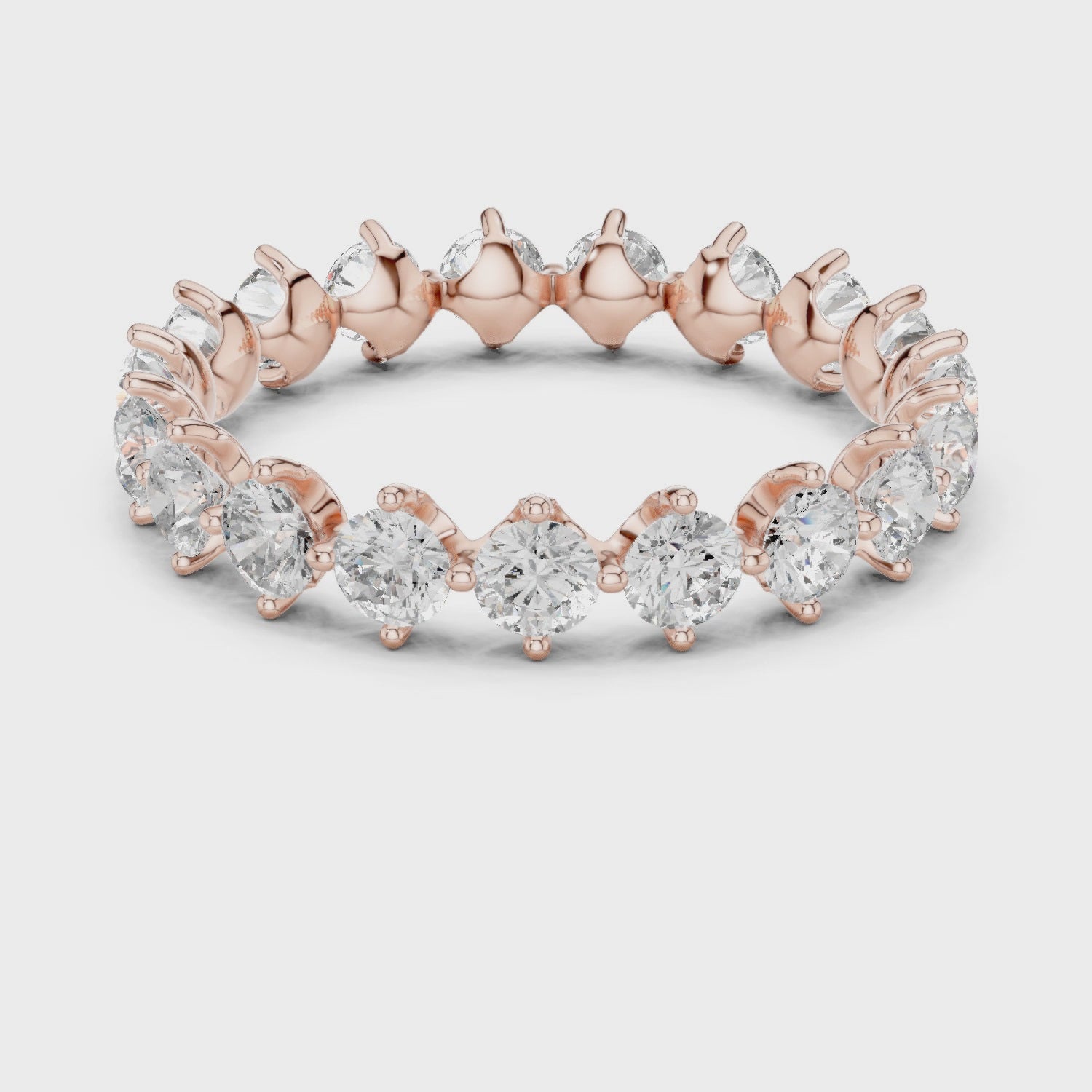Classic Shared-Prong Round Diamond Eternity Ring in Rose Gold