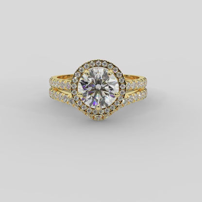 Seraphina Halo Round Diamond Engagement Ring in Yellow Gold