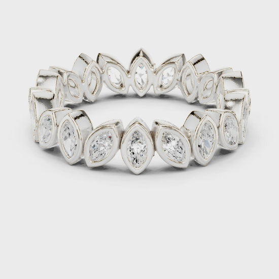 Iris Bezel Marquise Diamond Eternity Band in Silver