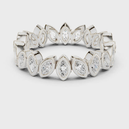 Iris Bezel Marquise Diamond Eternity Band in Silver