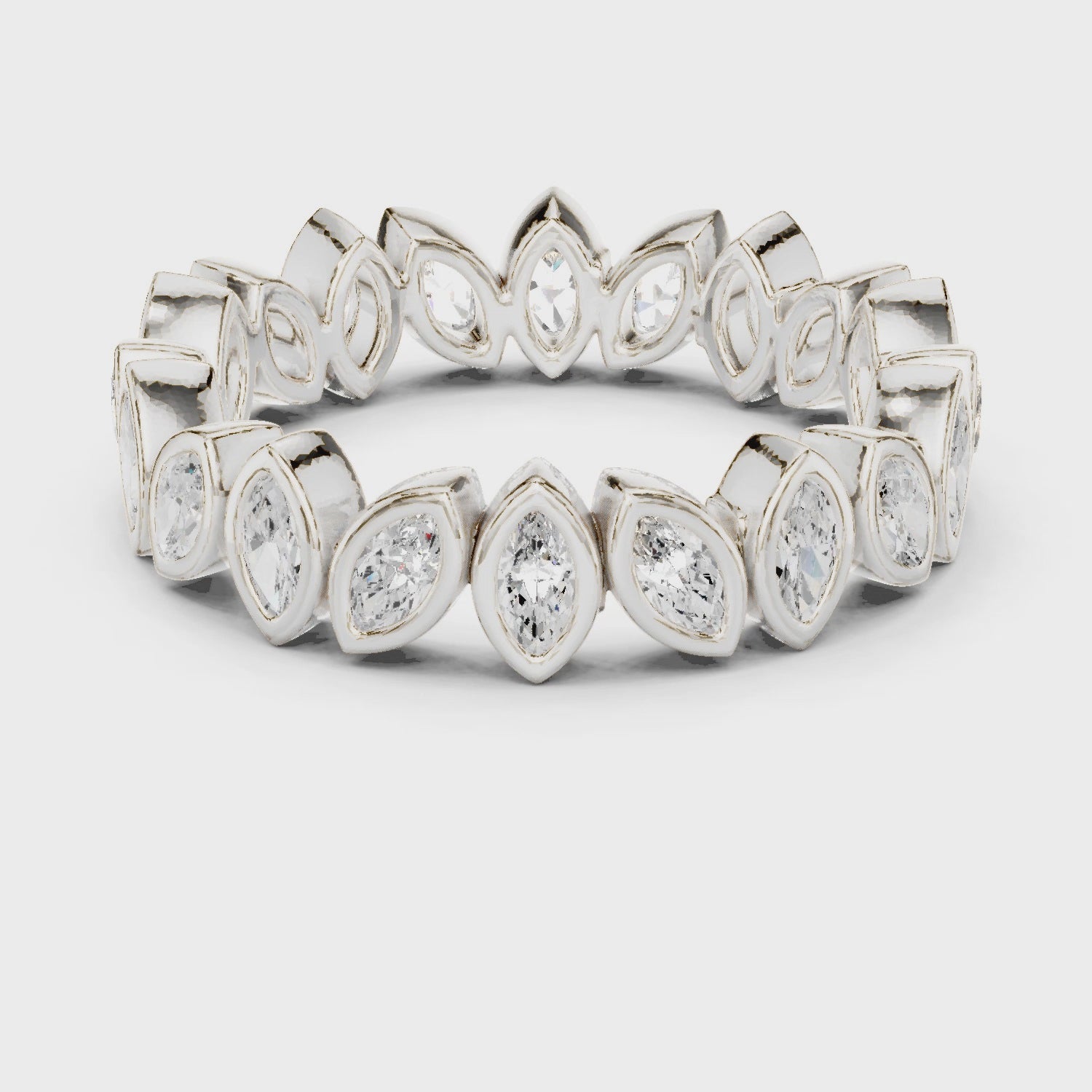 Iris Bezel Marquise Diamond Eternity Band in Silver