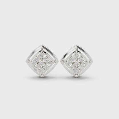 The Floating Round Round Diamond Stud Earrings in Silver