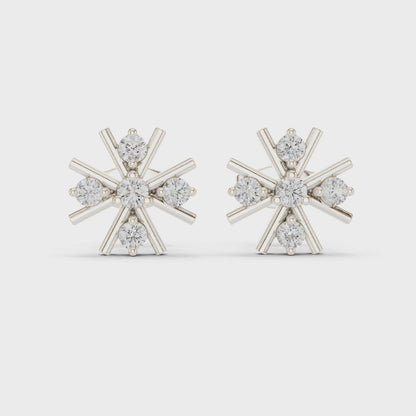 Bloom Cluster Round Diamond Stud Earrings in White Gold