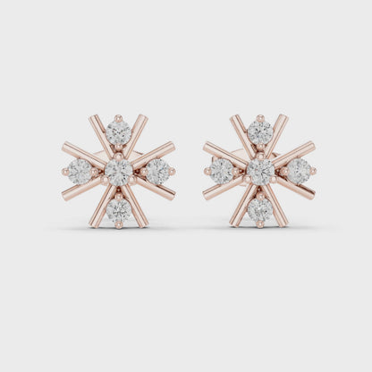 Bloom Cluster Round Diamond Stud Earrings in Rose Gold
