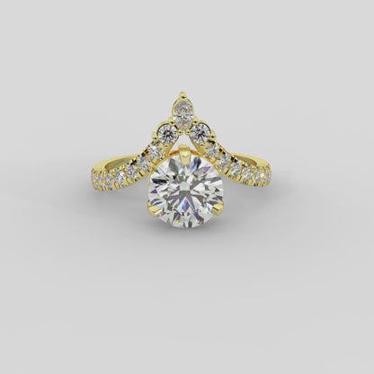 Isabella Legacy Side Stone Pear Diamond Engagement Ring in Yellow Gold