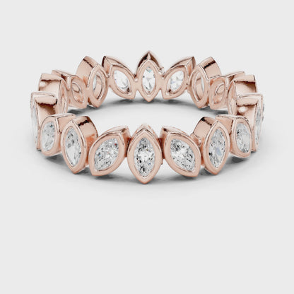Iris Bezel Marquise Diamond Eternity Band in Rose Gold