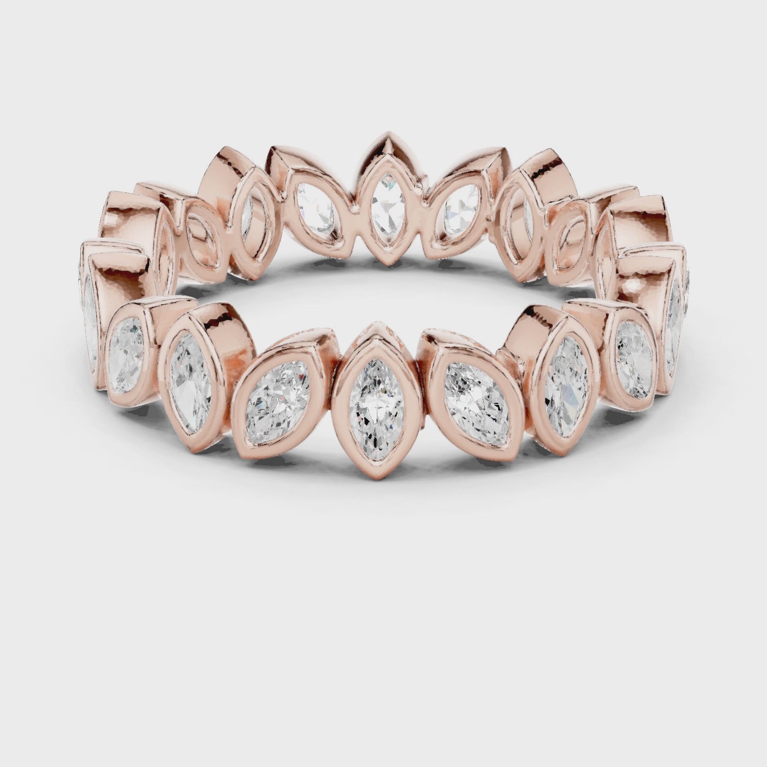 Iris Bezel Marquise Diamond Eternity Band in Rose Gold