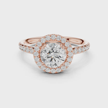 Aurora Halo Round Diamond Engagement Ring in Rose Gold