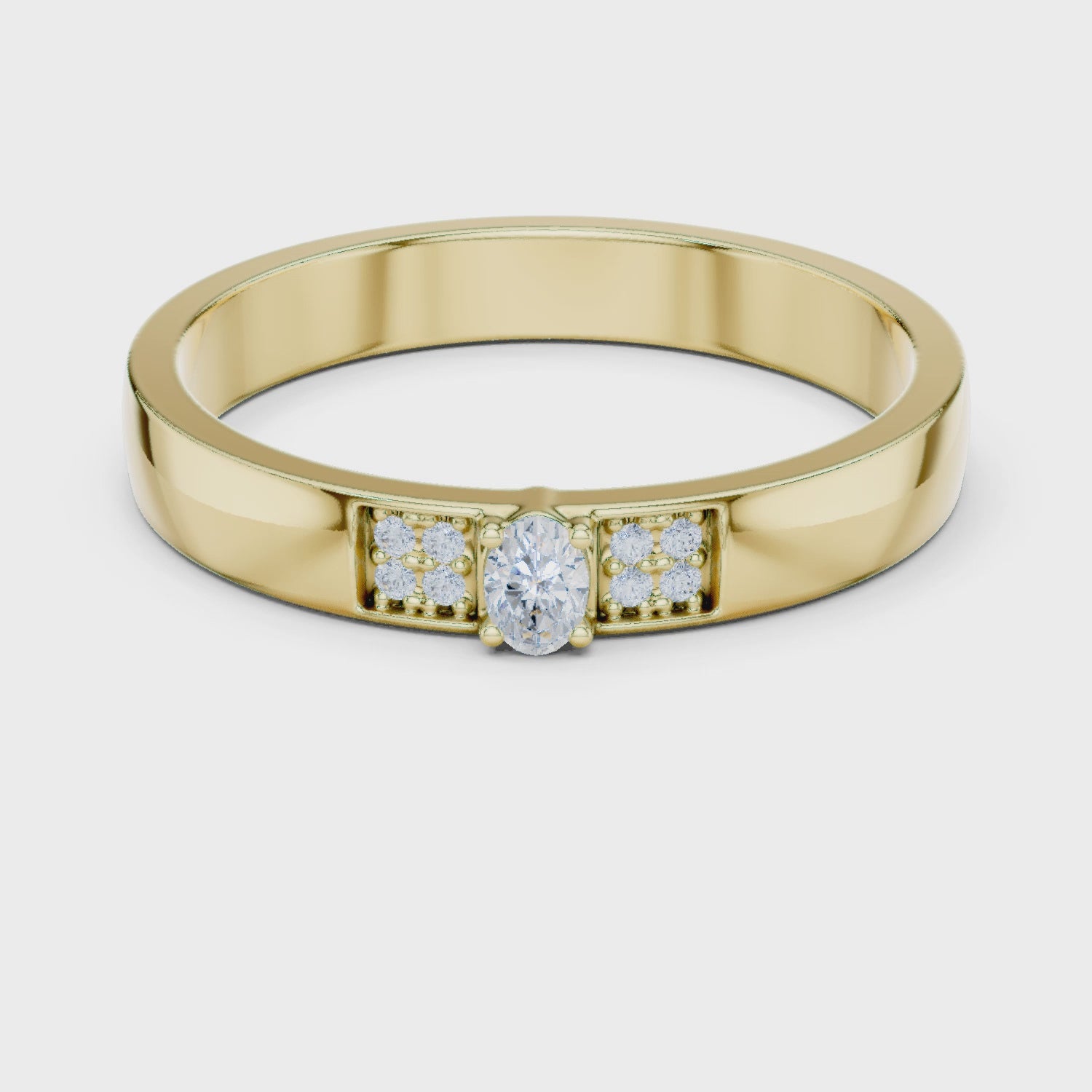 The Sleek Oval & Round Diamond Band in Yellow Gold