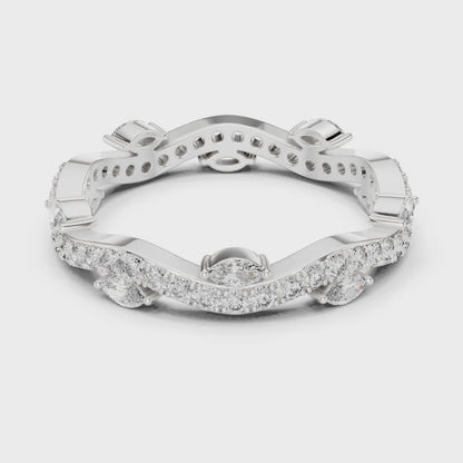 Petal Marquise & Round Diamond Eternity Band in Silver