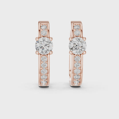 The Luminous Core Round Diamond Hoop Earrings in Rose Gold