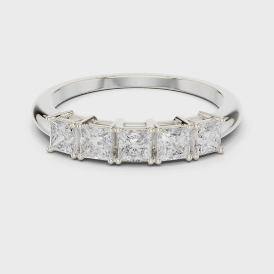 Eden Five-Stone Princess Diamond Anniversary Ring in Silver