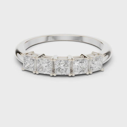 Eden Five-Stone Princess Diamond Anniversary Ring in Silver