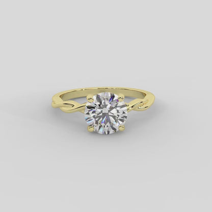 Celeste Grace Solitaire Emerald Diamond Engagement Ring in Yellow Gold