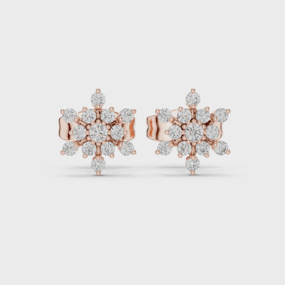 Borealis Cluster Round Diamond Stud Earrings in Rose Gold