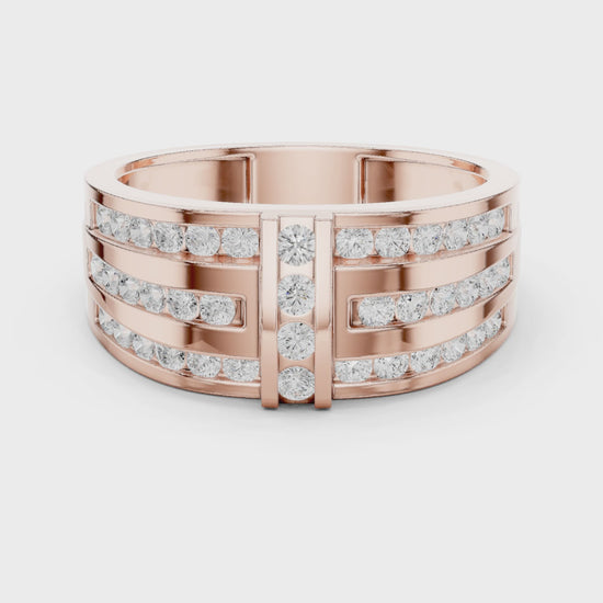 Crest Round Diamond Fashion Ring in Rose Gold