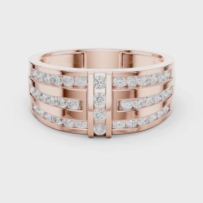 Crest Round Diamond Fashion Ring in Rose Gold