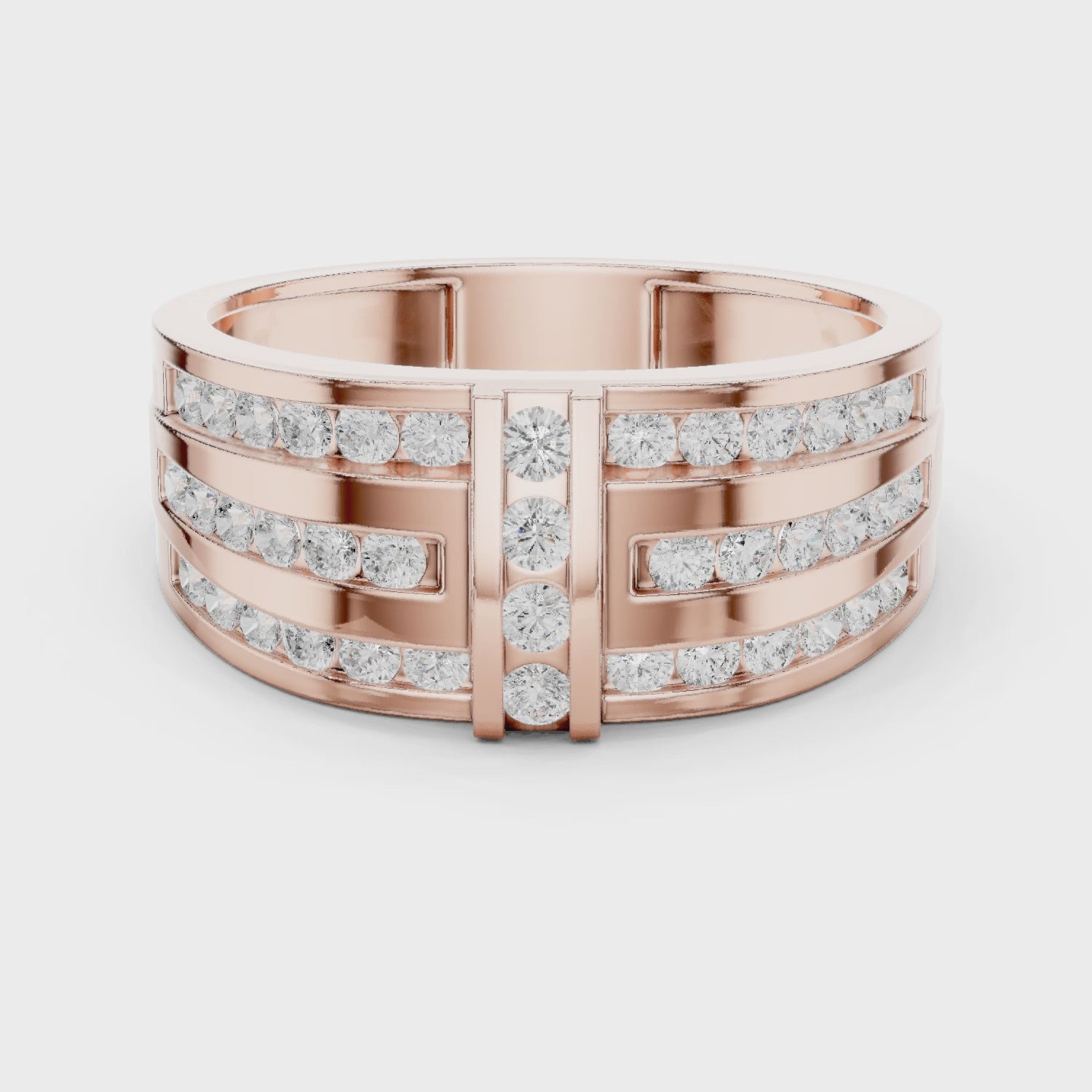 Crest Round Diamond Fashion Ring in Rose Gold