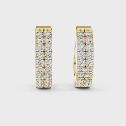 Iris Micropave Round Diamond Hoop Earrings in Yellow Gold