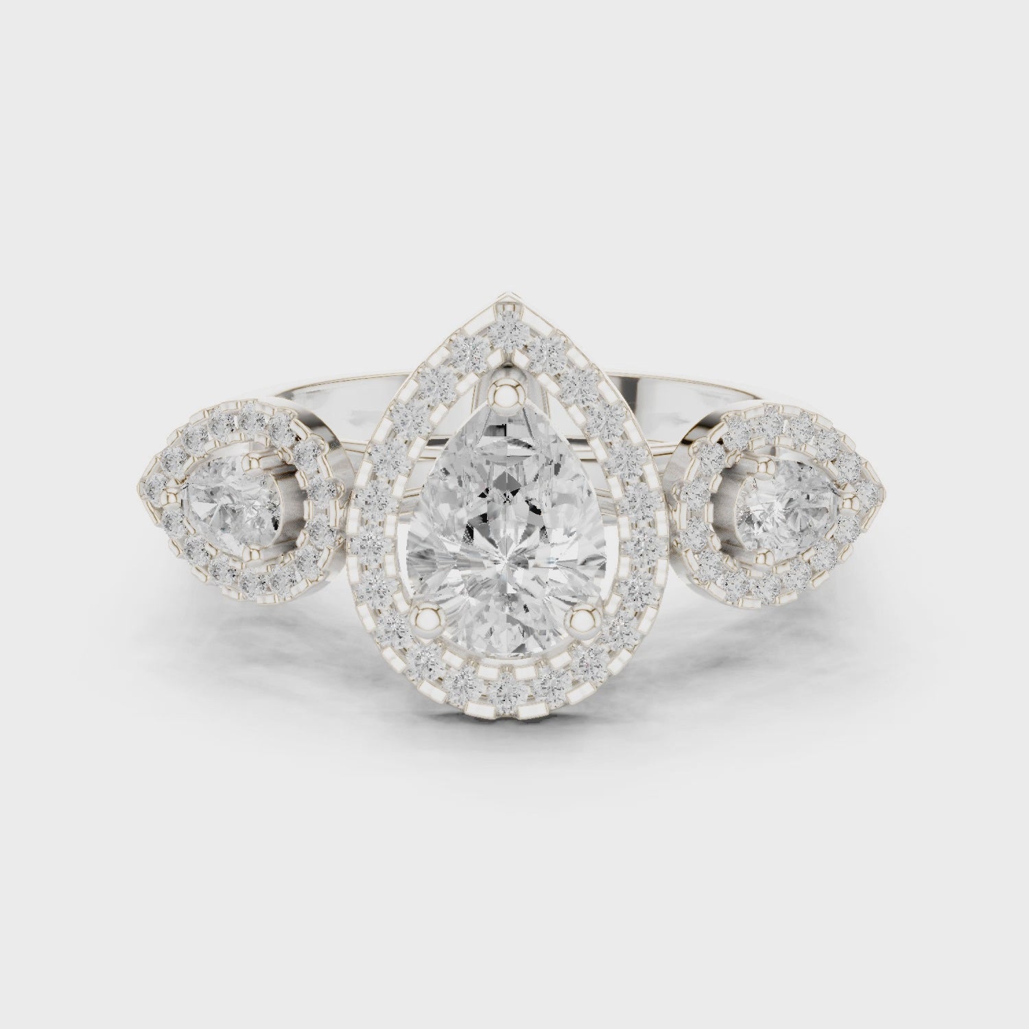 Celeste Cluster Pear & Round Diamond Engagement Ring in Silver