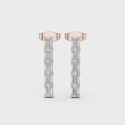 Iris Five-Stone Emerald Diamond Earrings in Rose Gold
