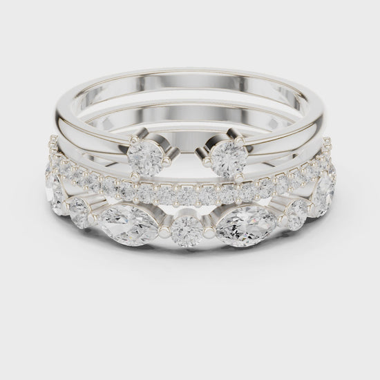 Eden Marquise & Round Diamond Bridal Set in Silver