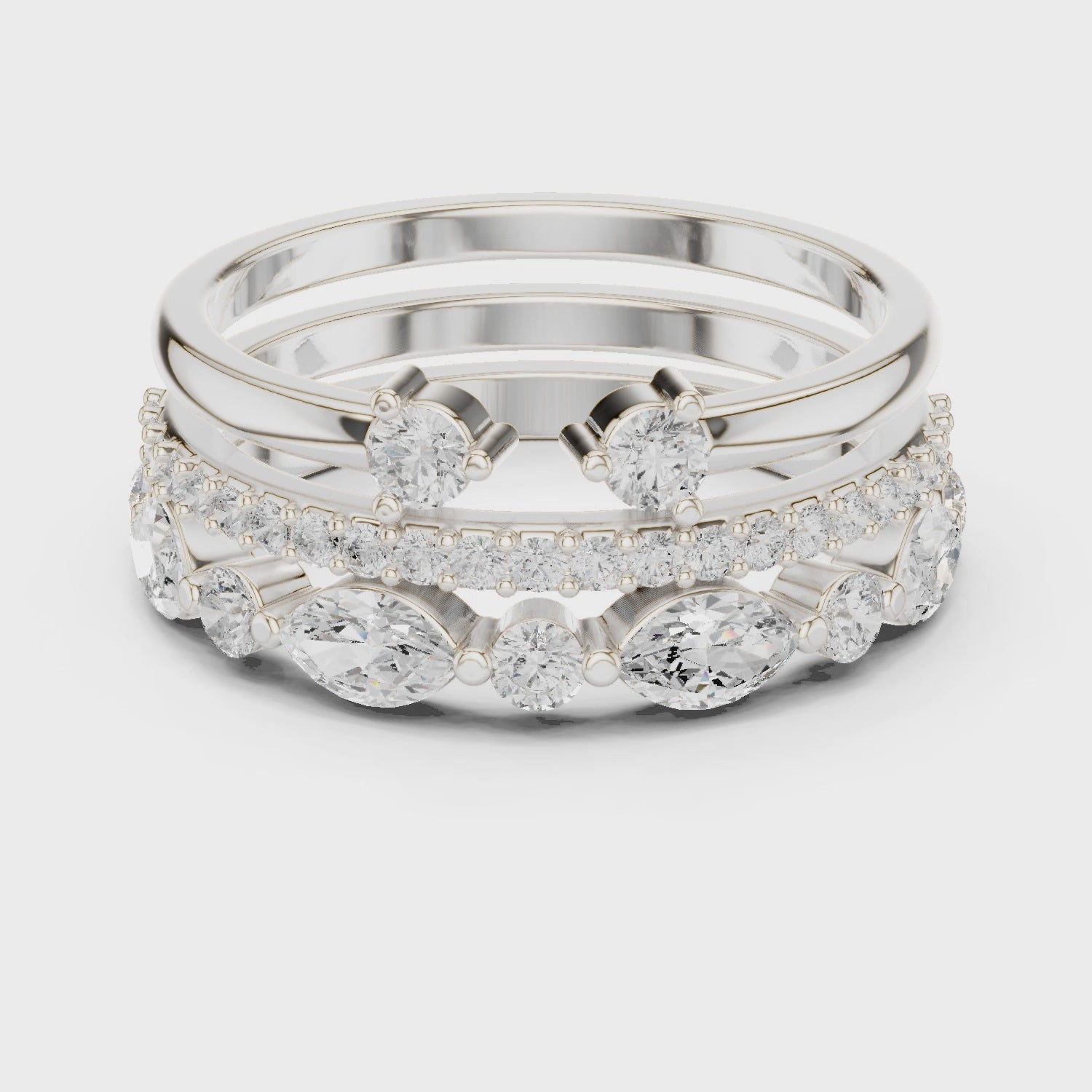 Eden Marquise & Round Diamond Bridal Set in Silver