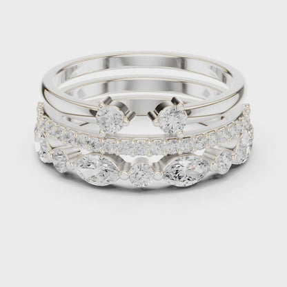 Eden Marquise & Round Diamond Bridal Set in Silver