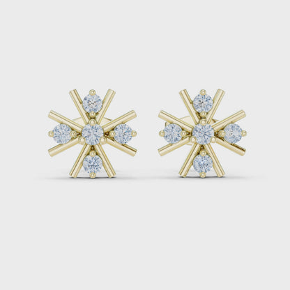Bloom Cluster Round Diamond Stud Earrings in Yellow Gold