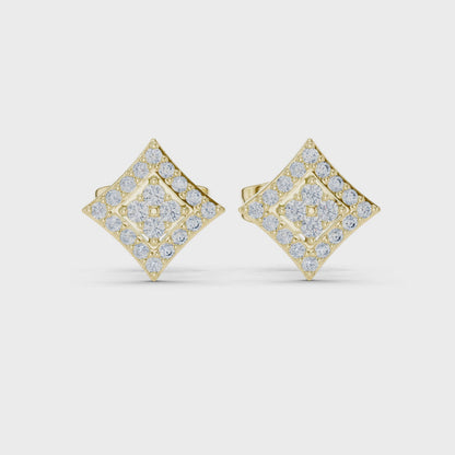 Iris Cluster Round Diamond Stud Earrings in Yellow Gold